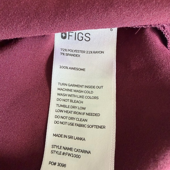 FIGS Technical Collection Catarina One-Pocket Scrub Top Burgundy PO 3096 Women S - Picture 7 of 7